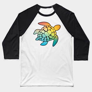 Sea Turtle Plastic Free Save The Sea Colorful Rainbow Turtles Baseball T-Shirt